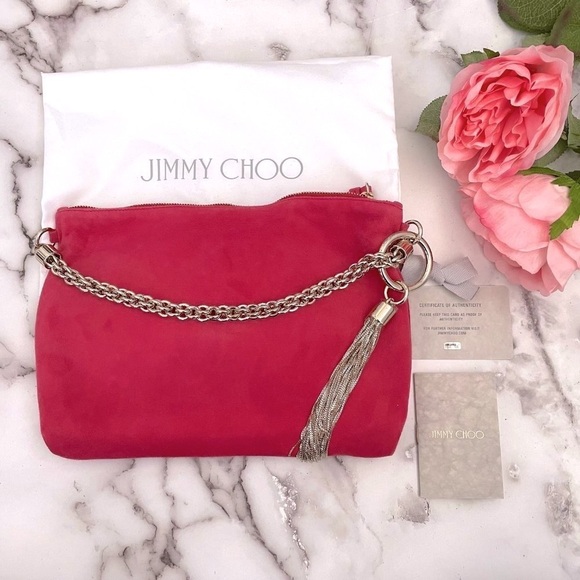 🆕  Authentic Jimmy Choo Callie Suede Bag in Pink - Picture 1 of 14